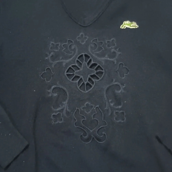 Furst Of A Kind Navy Blue Cut Away Patterned Patch Detail V Neck Sweater A38 - Picture 3 of 7